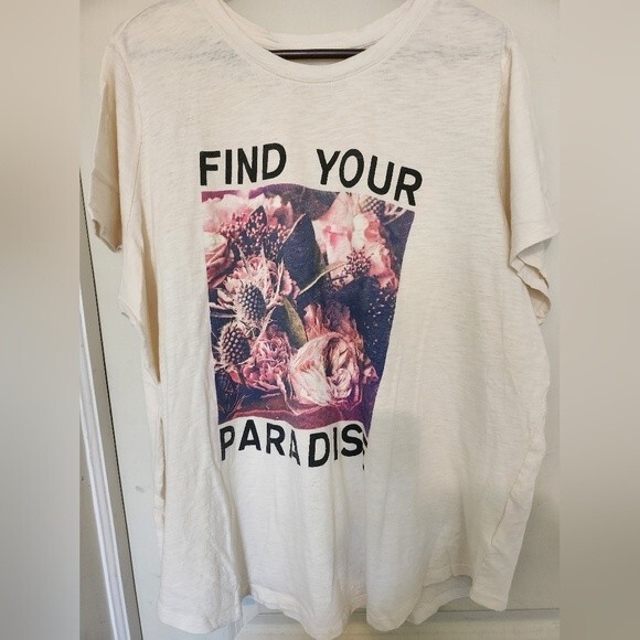 NWT Old Navy Find Your Paradise Plus Size Off White Graphic T-Shirt 3X - Picture 1 of 5